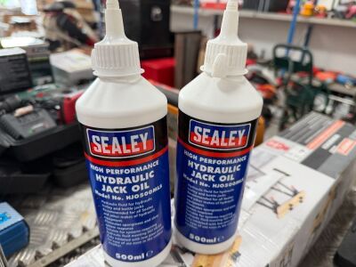 2No. UNUSED BOTTLES OF SEALEY HYDRAULIC JACK OIL