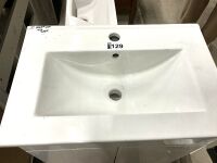 600mm 2 Door White Gloss Vanity unit with 1 Tap Hole Ceramic Basin - 7