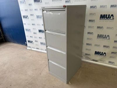 BISLEY FOUR DRAWER METAL FILING CABINET (GREY)