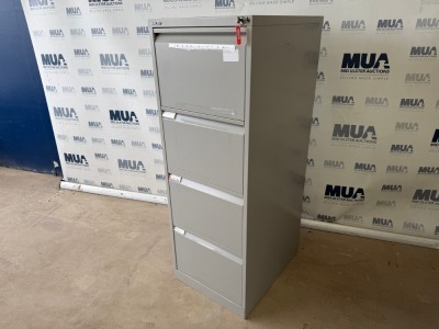 BISLEY FOUR DRAWER METAL FILING CABINET (GREY)