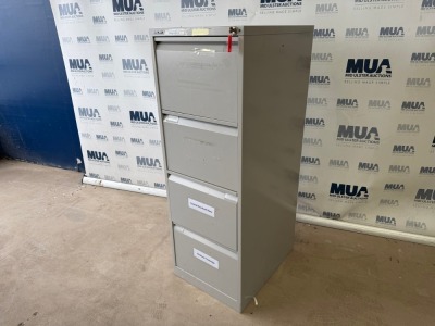 BISLEY FOUR DRAWER METAL FILING CABINET (GREY)