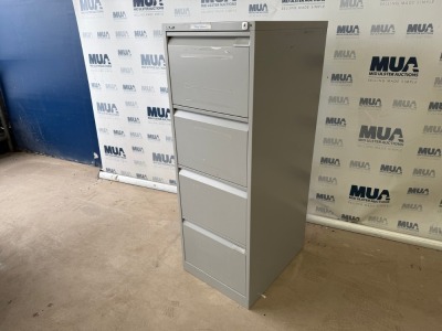 BISLEY FOUR DRAWER METAL FILING CABINET (GREY)