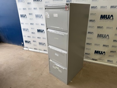 BISLEY FOUR DRAWER METAL FILING CABINET (GREY)