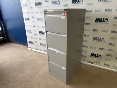 BISLEY FOUR DRAWER METAL FILING CABINET (GREY)