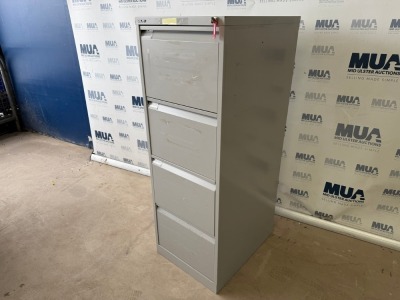 BISLEY FOUR DRAWER METAL FILING CABINET (GREY)
