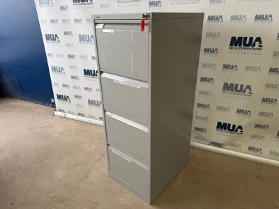 BISLEY FOUR DRAWER METAL FILING CABINET (GREY)