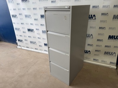 BISLEY FOUR DRAWER METAL FILING CABINET (GREY)