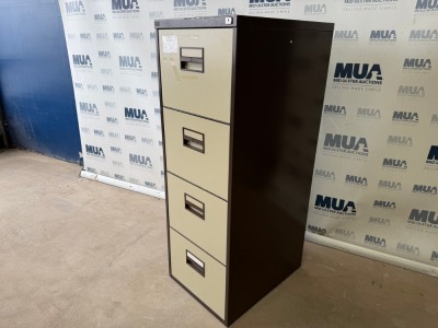 FOUR DRAWER METAL FILING CABINET (BROWN/CREAM)