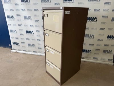VICKERS TRIMLINE FOUR DRAWER METAL FILING CABINET (BROWN/CREAM)