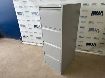 BISLEY FOUR DRAWER METAL FILING CABINET (GREY)