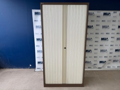BISLEY DOUBLE SLIDING DOOR TAMBOUR UNIT (BROWN/CREAM)