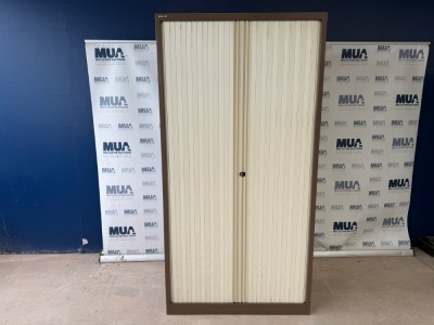 BISLEY DOUBLE SLIDING DOOR TAMBOUR UNIT (BROWN/CREAM)