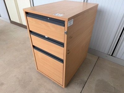 THREE DRAWER DESK HIGH WOODEN PEDESTAL