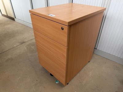 THREE DRAWER DESK HIGH WOODEN PEDESTAL