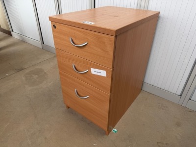THREE DRAWER DESK HIGH WOODEN PEDESTAL