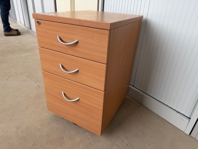 THREE DRAWER WOODEN PEDESTAL