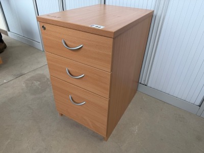 THREE DRAWER DESK HIGH WOODEN PEDESTAL
