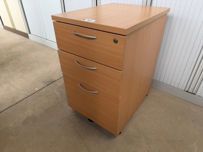 THREE DRAWER DESK HIGH WOODEN PEDESTAL