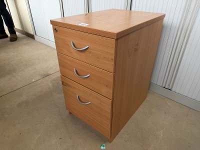 THREE DRAWER DESK HIGH WOODEN PEDESTAL