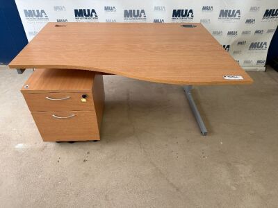 APPROX. 1400mm RIGHT HAND CORNER DESK & TWO DRAWER UNDER COUNTER PEDESTAL