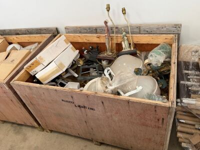 WOODEN CRATE TO INC. ASSORTED LAMPS & LANTERNS