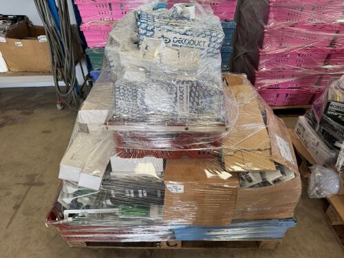 PALLET TO INC. LARGE SELECTION OF UNUSED ELECTRICAL EQUIPMENT & FIRE EXIT SIGNAGE