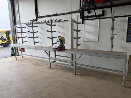 EVOLUTION 9314-T2 240V MULTI MATERIAL CHOP SAW & METAL FRAME WORK BENCH