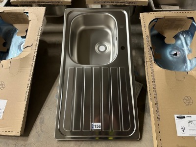 Leisure Sinks Lexin Stainless Steel Single Bowl Kitchen Sink with RHD 0.9 Gauge 950x408mm