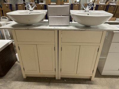 Approx. 1190mm Floor Standing Vanity Unit, 1500mm Worktop, 2No. Basins & 2No. Taps