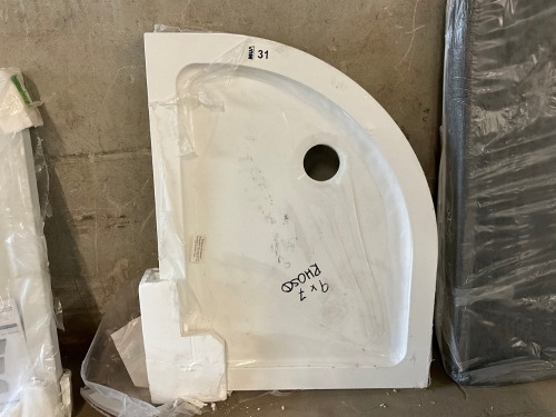 900x700mm Right Hand Offset Quadrant Acrylic Capped Stone Resi Low Profile Shower Tray