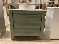 Approx. 820mm Josef Martin Floor Standing Fluted Bespoke Vanity Unit&nbsp;With Corian Worktop & Duravit Bowl (Reed Green) - 2