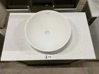 Approx. 820mm Josef Martin Floor Standing Fluted Bespoke Vanity Unit&nbsp;With Corian Worktop & Duravit Bowl (Reed Green) - 4