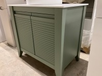 Approx. 820mm Josef Martin Floor Standing Fluted Bespoke Vanity Unit&nbsp;With Corian Worktop & Duravit Bowl (Reed Green) - 7