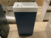Approx. 400mm Minuto Fluted Floor Standing Vanity Unit Navy & White 1 Tap hole Ceramic Basin - 7
