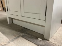 Freestanding 600mm 2 Door Vanity Unit&nbsp;In Porcelain with Oak Effect Worktop & Semi Recessed Ceramic Basin&nbsp; - 9
