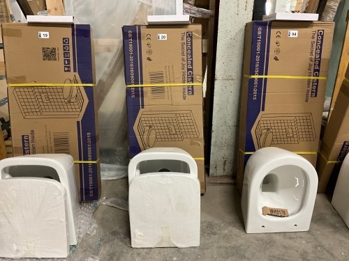 Wall Hung Toilet Bundle Inc.Wall Hung Toilet Frame With Square Wall Hung Pan, Toilet Seat & Brushed Brass Button