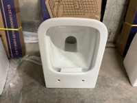 Wall Hung Toilet Bundle Inc.Wall Hung Toilet Frame With Square Wall Hung Pan, Toilet Seat & Brushed Brass Button - 4