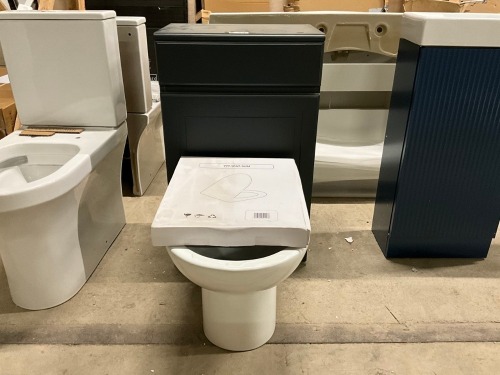 Traditional Anthracite WC Unit With White Toilet Pan & Soft Close Seat