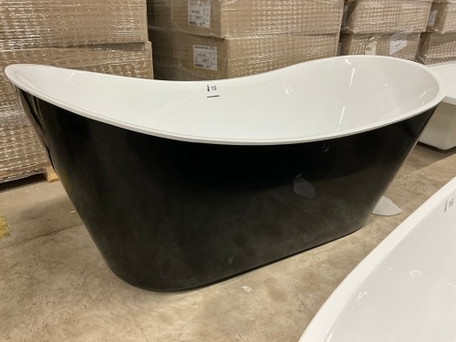 Viktor Benson Taha 1700x800mm Freestanding Double Ended Bath (Black Outside/White Inside)