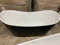 Viktor Benson Taha 1700x800mm Freestanding Double Ended Bath (Black Outside/White Inside) - 2