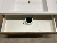 Approx. 900mm Baltimore Wall Hung 2 Drawer Vanity Unit Chestnut & White 1 Tap Hole Polymarble Basin - 6