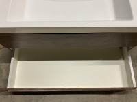 Approx. 900mm Baltimore Wall Hung 2 Drawer Vanity Unit Chestnut & White 1 Tap Hole Polymarble Basin - 7