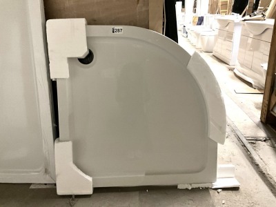 900x900 Quadrant Acrylic Capped Stone Resin Shower Low Profile Tray White