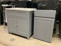 800mm Grey Traditional Floor Ftanding 2 Door Vanity Unit with white 1 Tap hole Basin, with matching 500mm WC Unit & Traditional Back to Wall Toilet. - 4