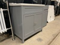 800mm Grey Traditional Floor Ftanding 2 Door Vanity Unit with white 1 Tap hole Basin, with matching 500mm WC Unit & Traditional Back to Wall Toilet. - 9