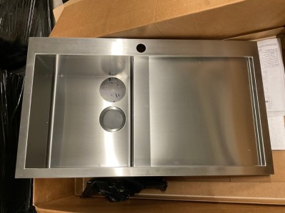 Abode Metrik 1.0 Bowl Stainless Steel Kitchen Sink with RHD 860x500mm (Brushed Steel)