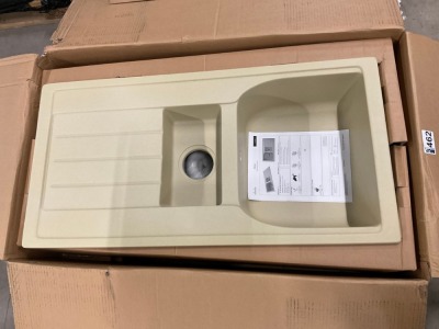 Abode Oriel 1.5 Bowl Kitchen Sink & Drainer AW3117 950x480mm (Sable Granite)