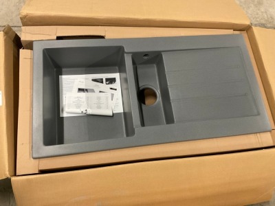 Abode Xcite 1.5 Bowl Kitchen Sink & Drainer AW3162 1000x500mm (Grey Metallic Granite)