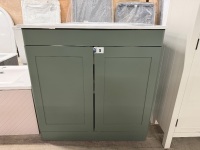 Approx. 800mm Clasique 2 Door Floor Standing Vanity Unit & White Ceramic 1 Tap Hole Basin (Green) - 2