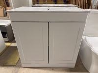 Approx. 800mm Clasique 2 Door Floor Standing Vanity Unit &&nbsp;White Ceramic 1 Tap Hole Basin (White)